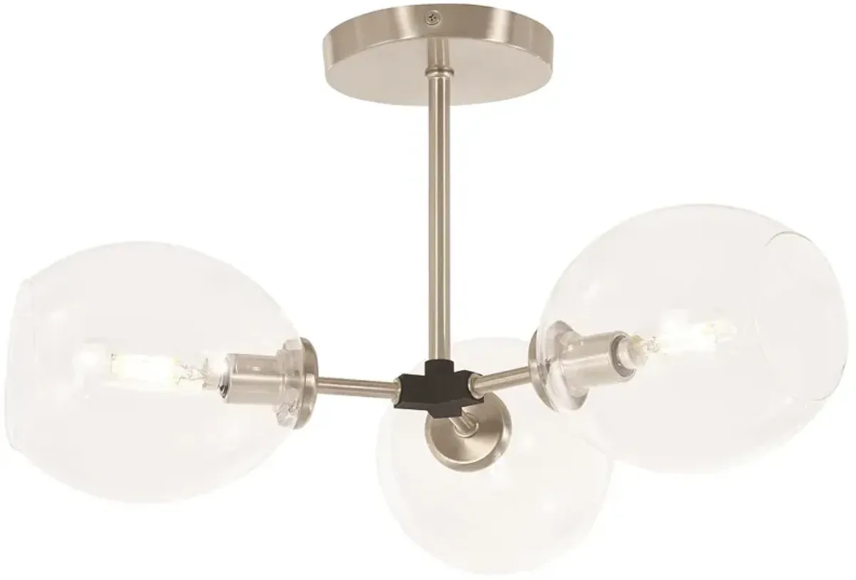 George Kovacs Nexpo 3-Light Brushed Nickel and Black Accent Semi Flush