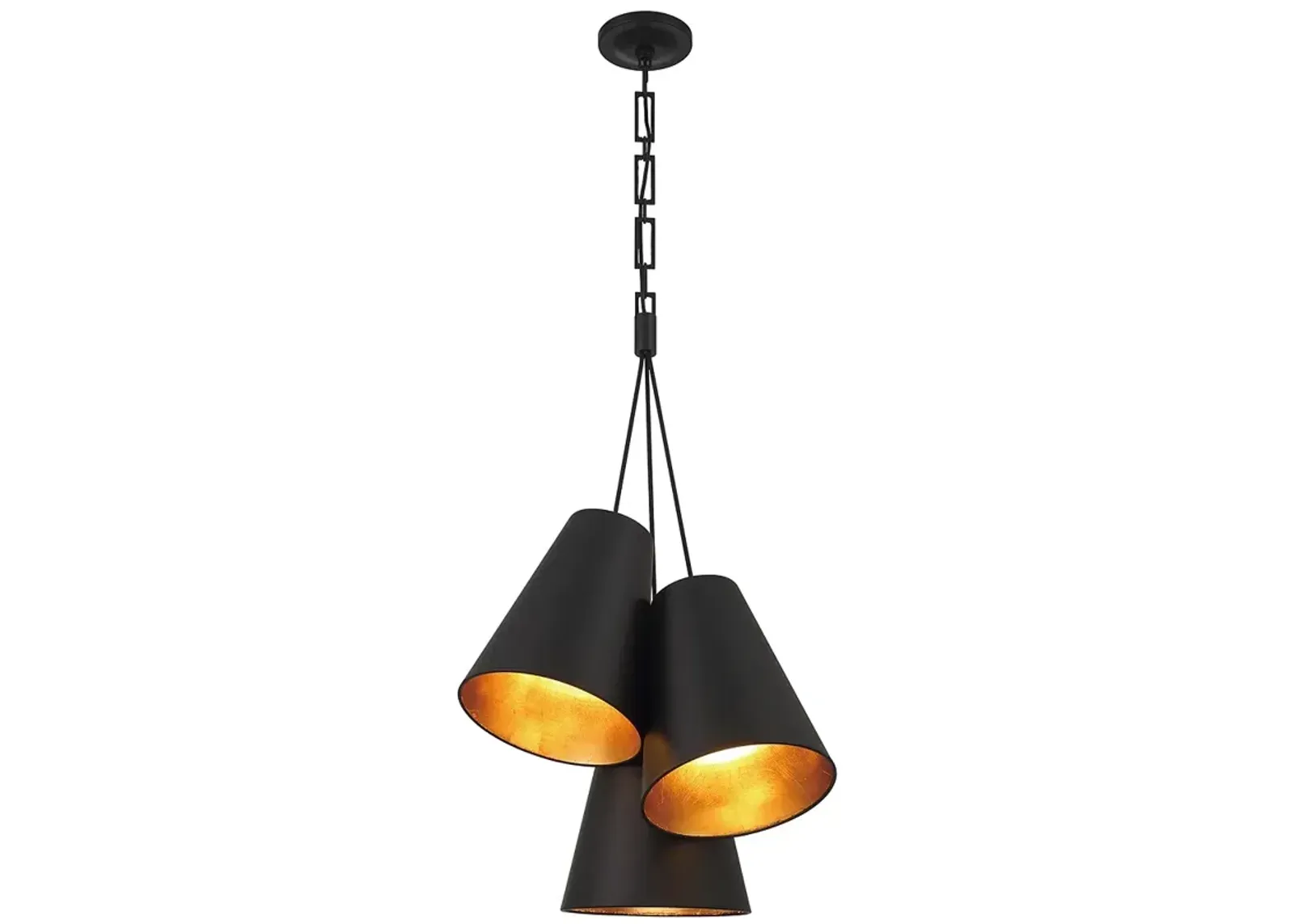 Brian Patrick Flynn Alston 3 Light Matte Black + Antique Gold Pendant