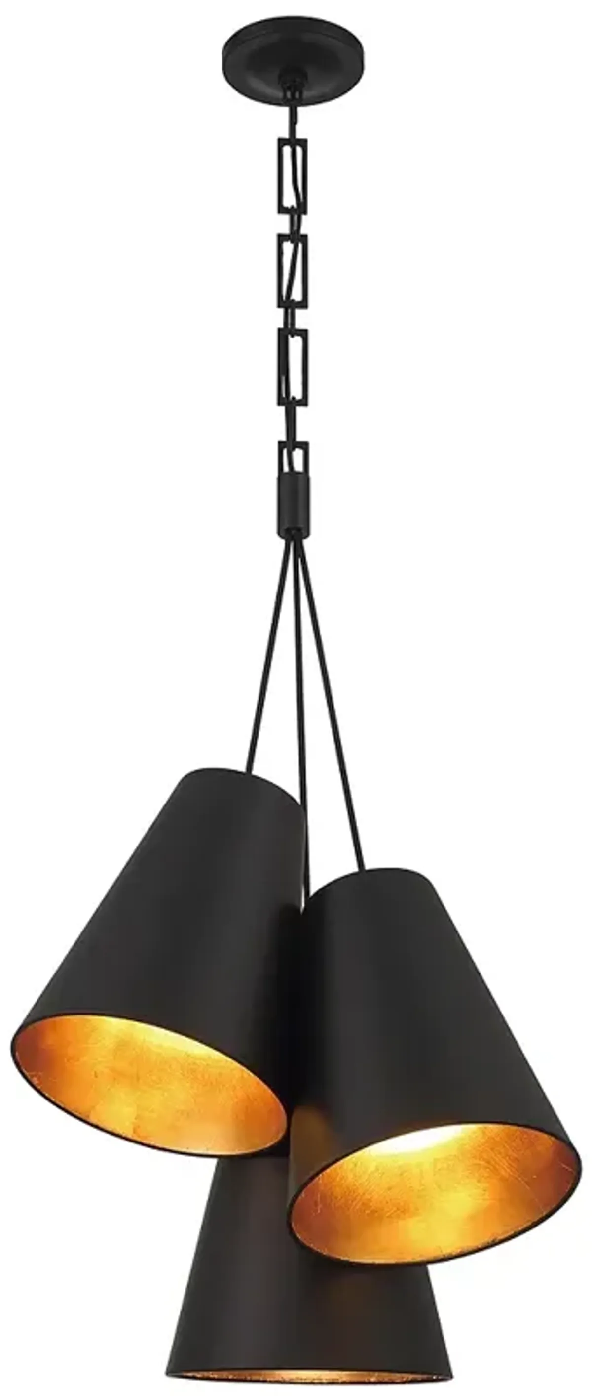 Brian Patrick Flynn Alston 3 Light Matte Black + Antique Gold Pendant