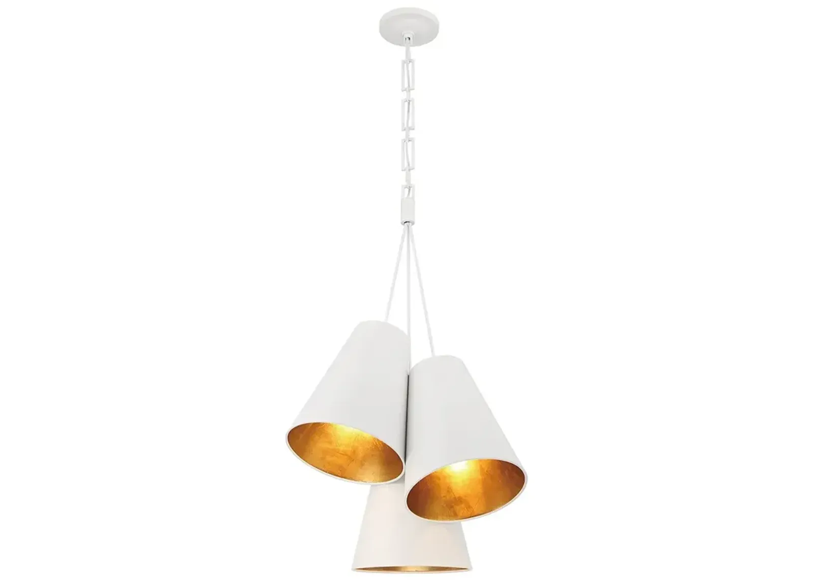 Brian Patrick Flynn Alston 3 Light Matte White + Antique Gold Pendant