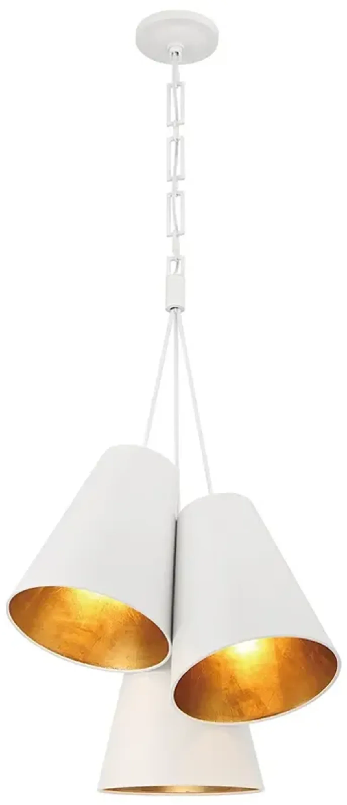 Brian Patrick Flynn Alston 3 Light Matte White + Antique Gold Pendant