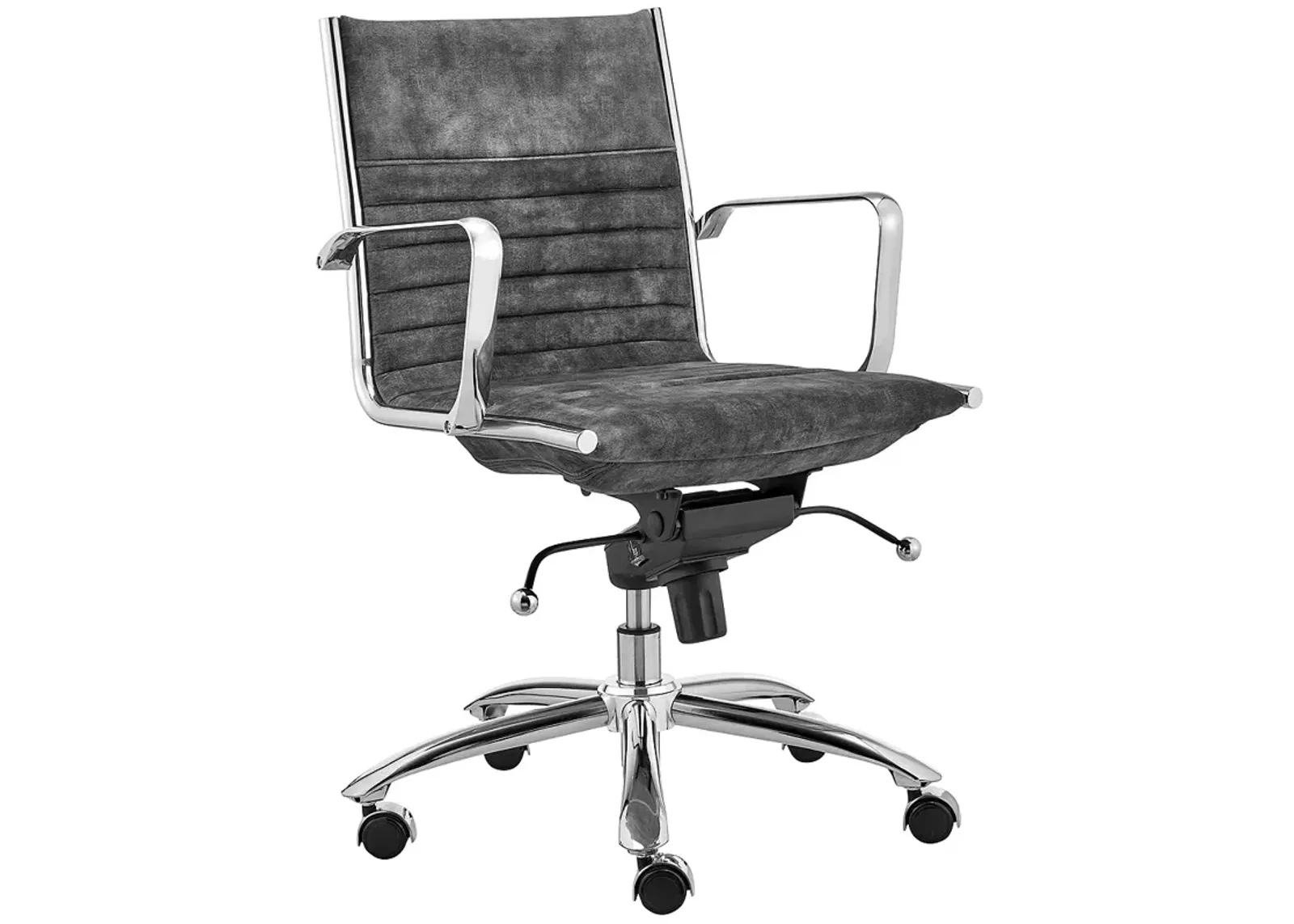 Dirk Gray Velvet Fabric Adjustable Swivel Office Chair