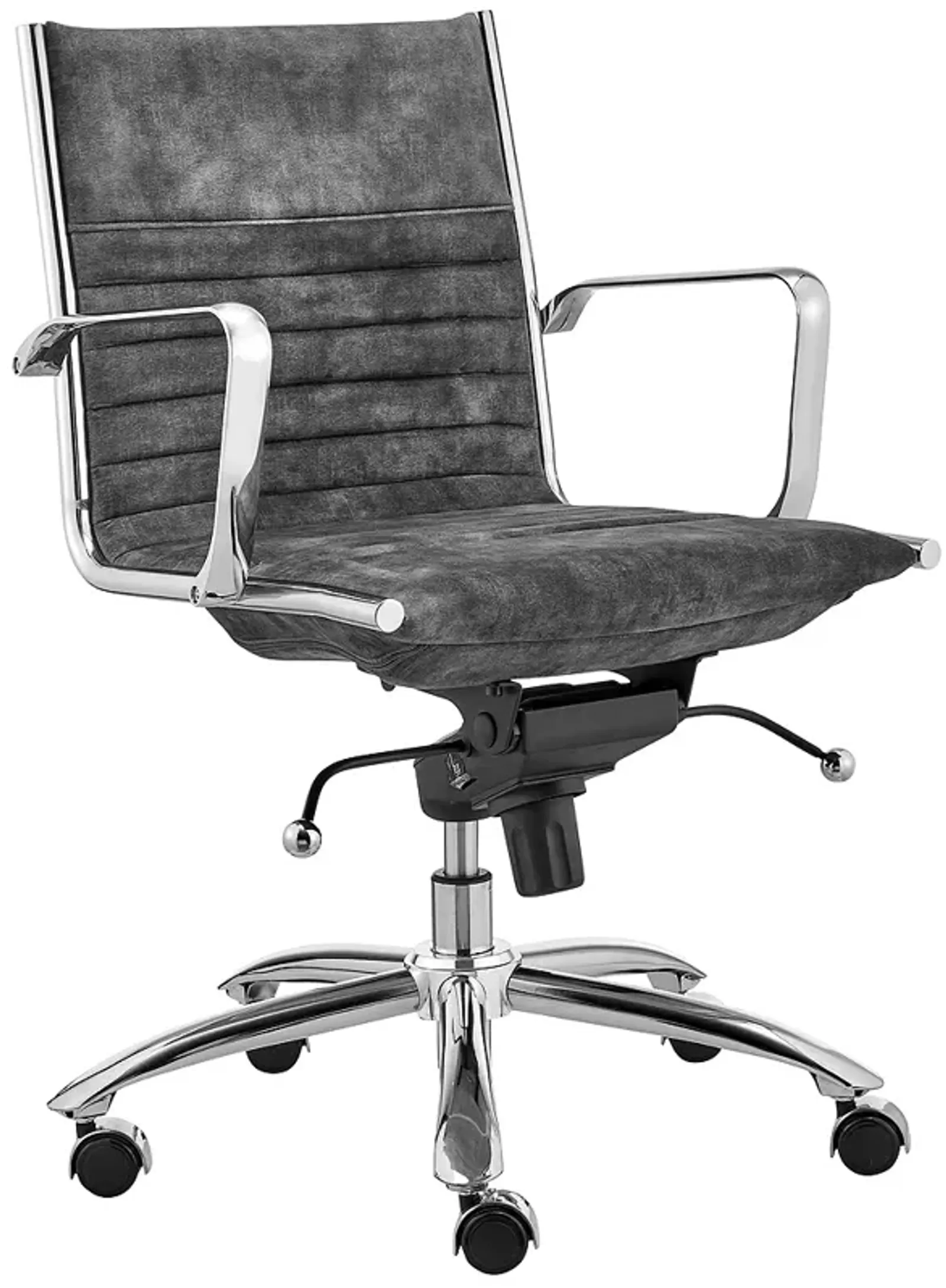 Dirk Gray Velvet Fabric Adjustable Swivel Office Chair