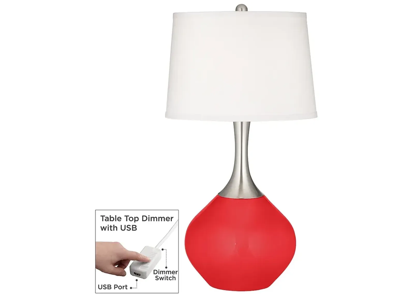 Poppy Red Spencer Table Lamp with Dimmer