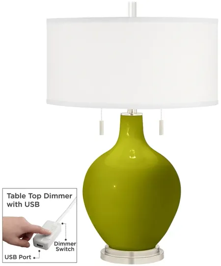Olive Green Toby Table Lamp with Dimmer