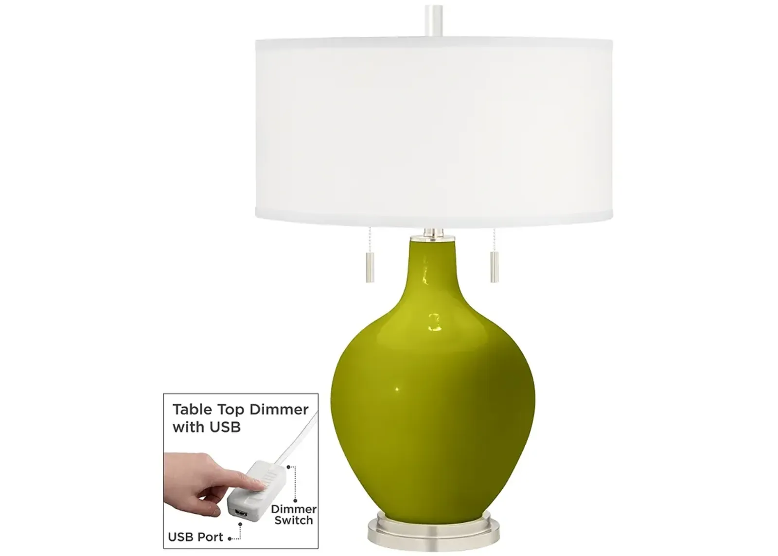 Olive Green Toby Table Lamp with Dimmer