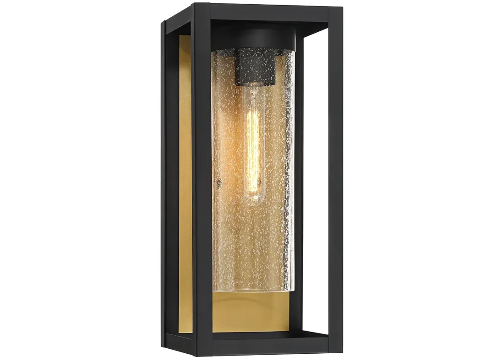 Wyatt 17" High Matte Black and Brushed Brass Outdoor Wall Light