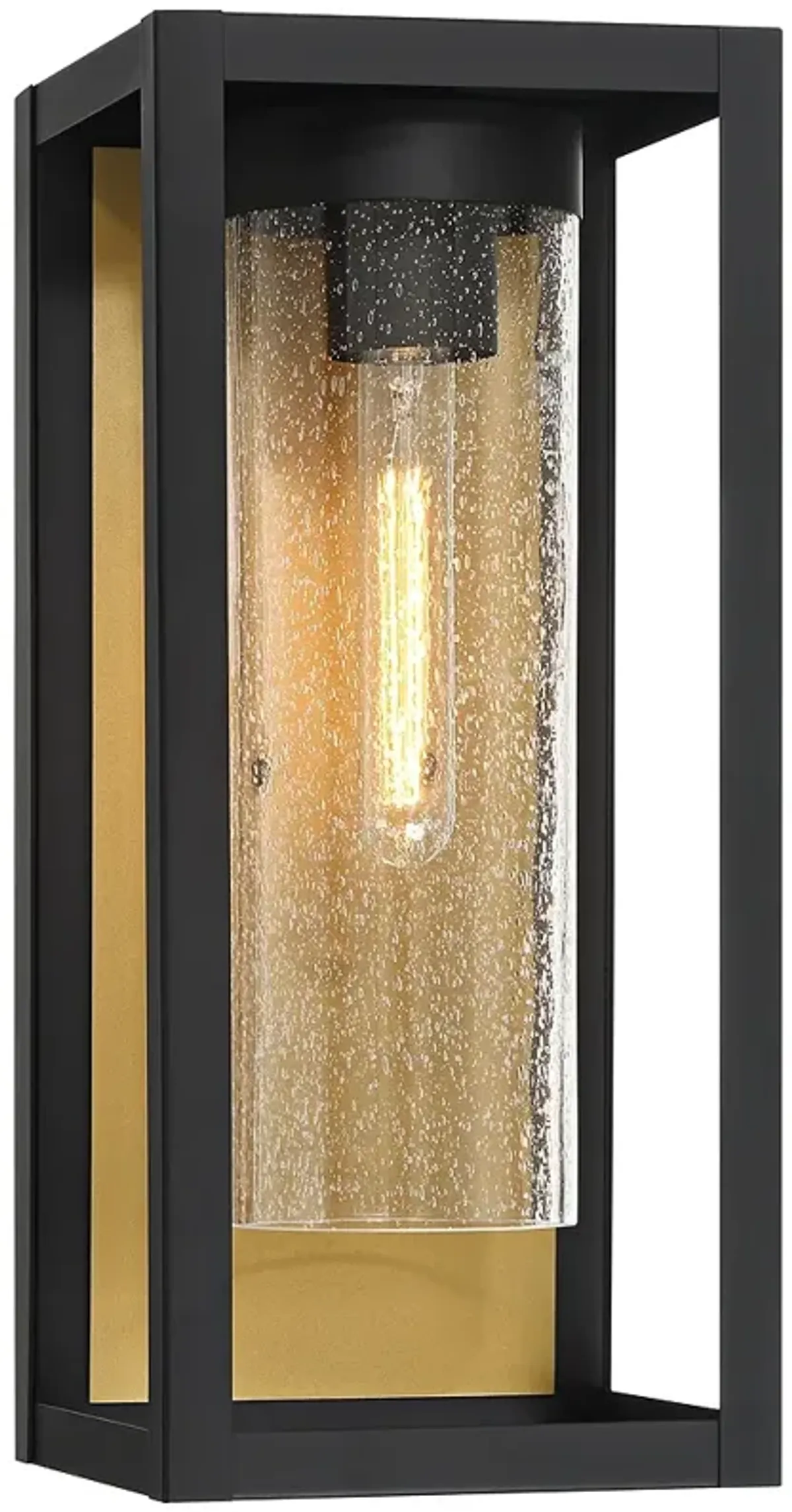 Wyatt 17" High Matte Black and Brushed Brass Outdoor Wall Light