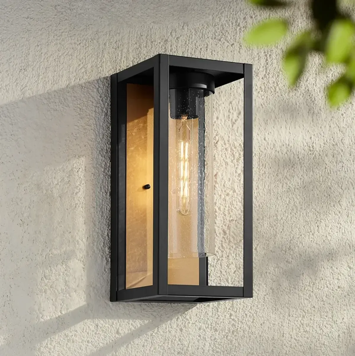 Wyatt 17" High Matte Black and Brushed Brass Outdoor Wall Light