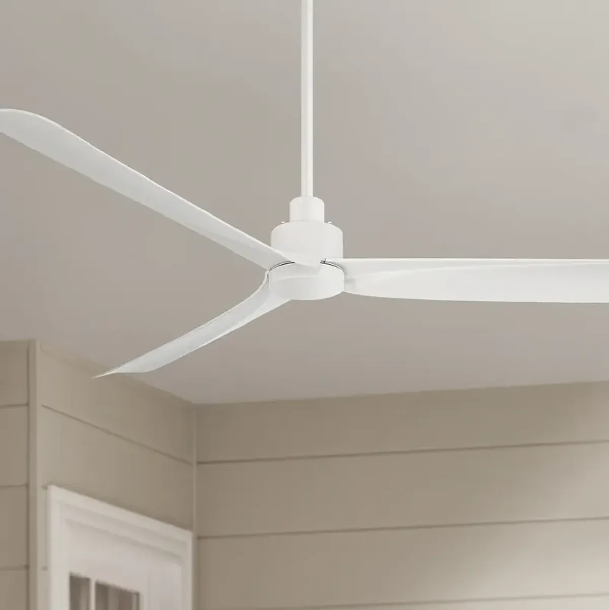 60" Casa Vieja Sailplane Matte White Damp Ceiling Fan with Remote