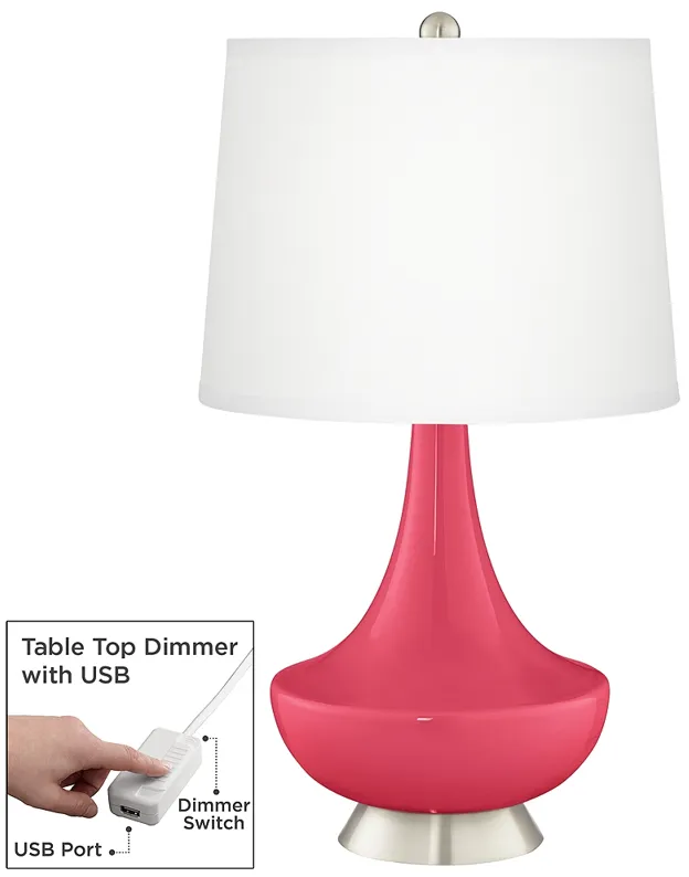 Eros Pink Gillan Glass Table Lamp with Dimmer