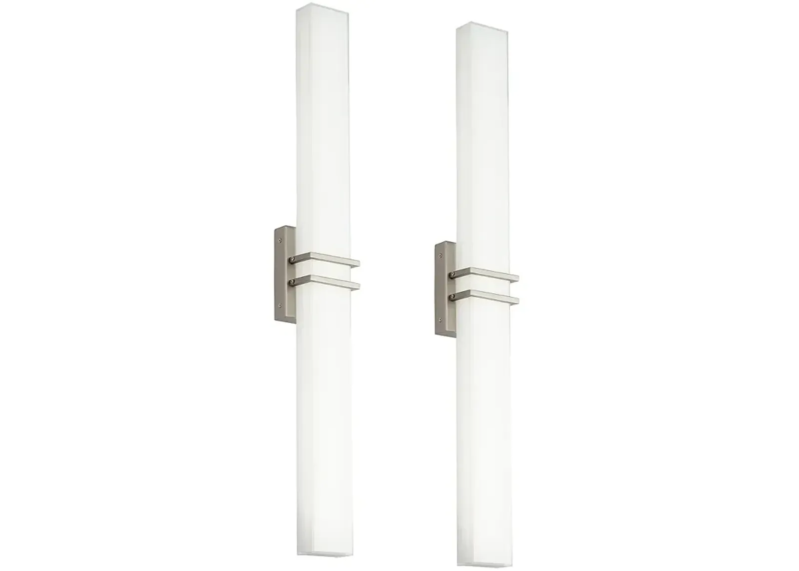 Possini Euro Exeter 36" High Nickel LED Modern Bathroom Light Set of 2