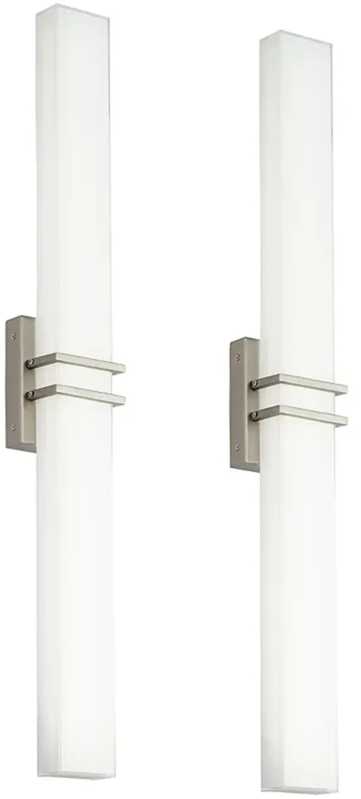 Possini Euro Exeter 36" High Nickel LED Modern Bathroom Light Set of 2