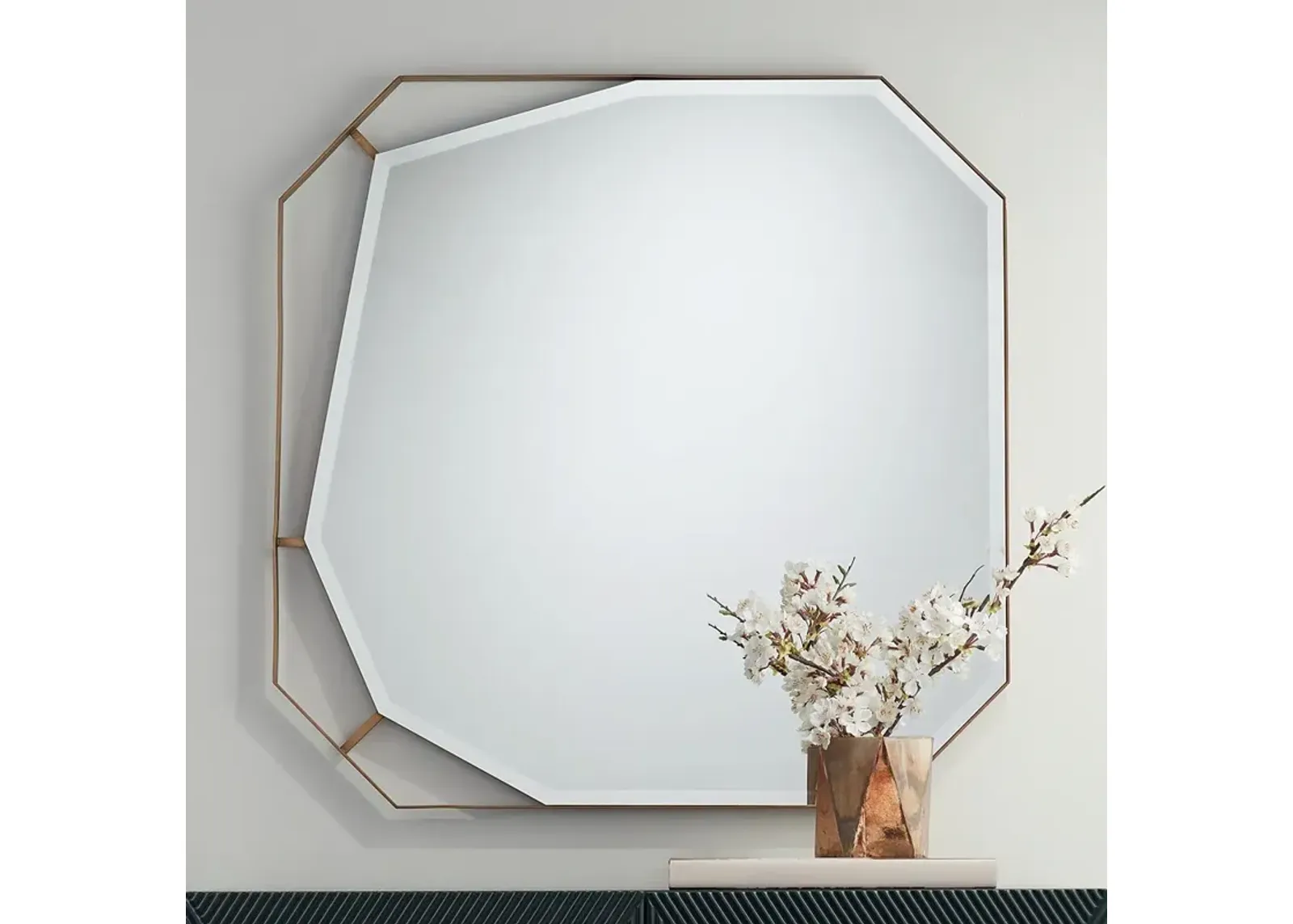 Possini Euro Burgoin Brushed Bronze 31 1/2" Square Wall Mirror