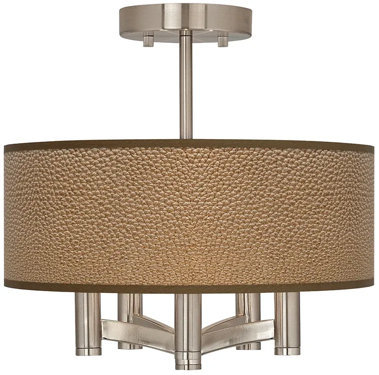 Simulated Leatherette Ava 5-Light Nickel Ceiling Light