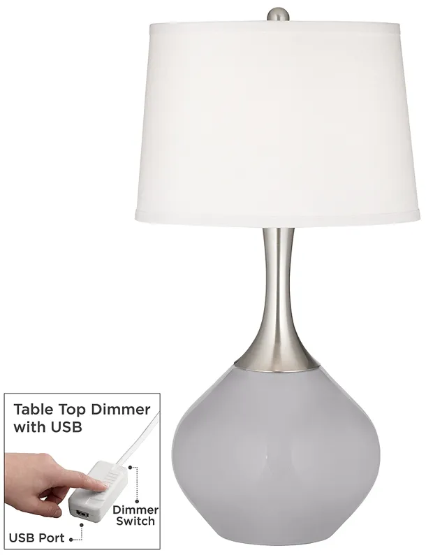 Color Plus Spencer Nickel 31" Swanky Gray Table Lamp with Dimmer