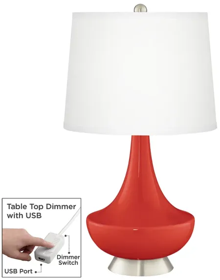 Cherry Tomato Gillan Glass Table Lamp with Dimmer