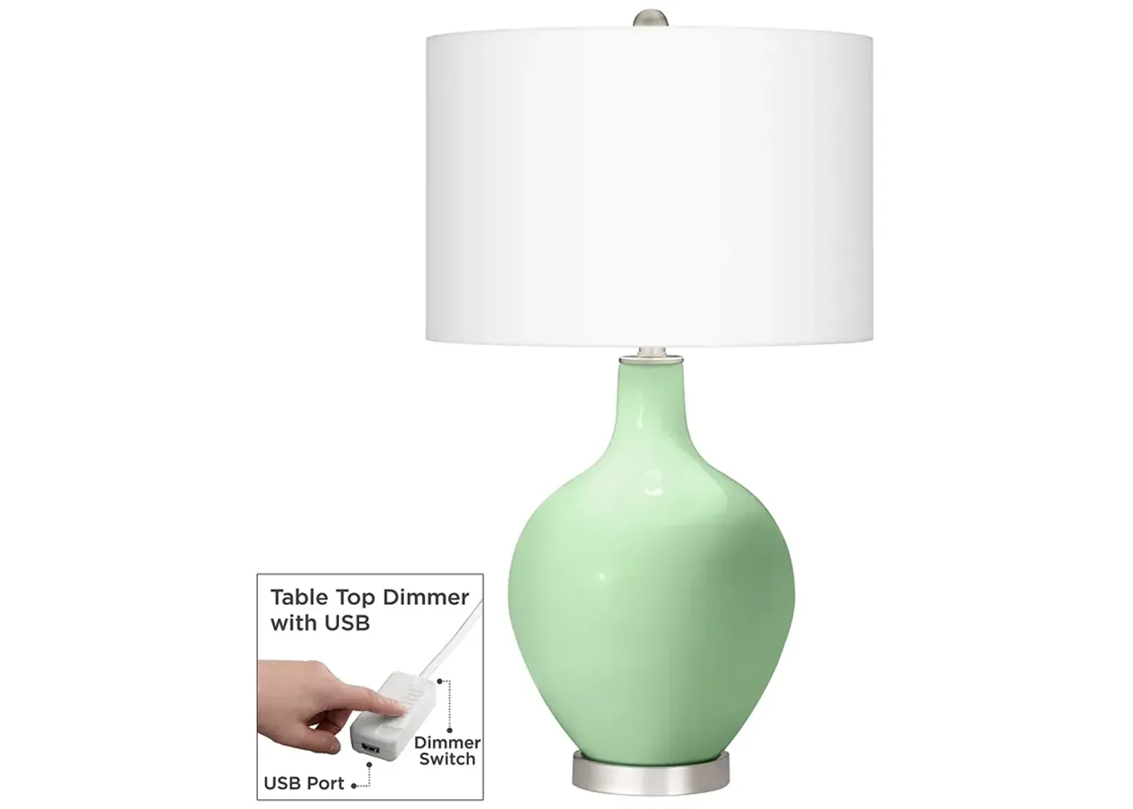 Color Plus Ovo 28 1/2" Flower Stem Green Table Lamp with USB Dimmer