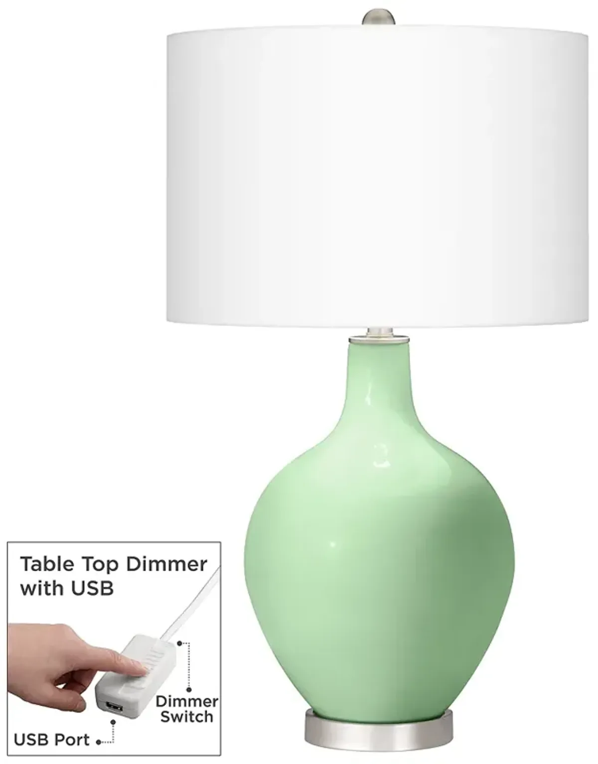 Color Plus Ovo 28 1/2" Flower Stem Green Table Lamp with USB Dimmer