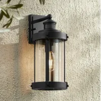 Stan 15" High Texture Black Motion Sensor Outdoor Wall Light