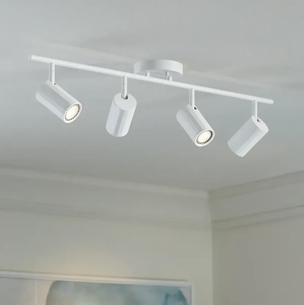 Pro Track 31 1/2" Wide 4-Light White LED GU10 Track Light Fixture