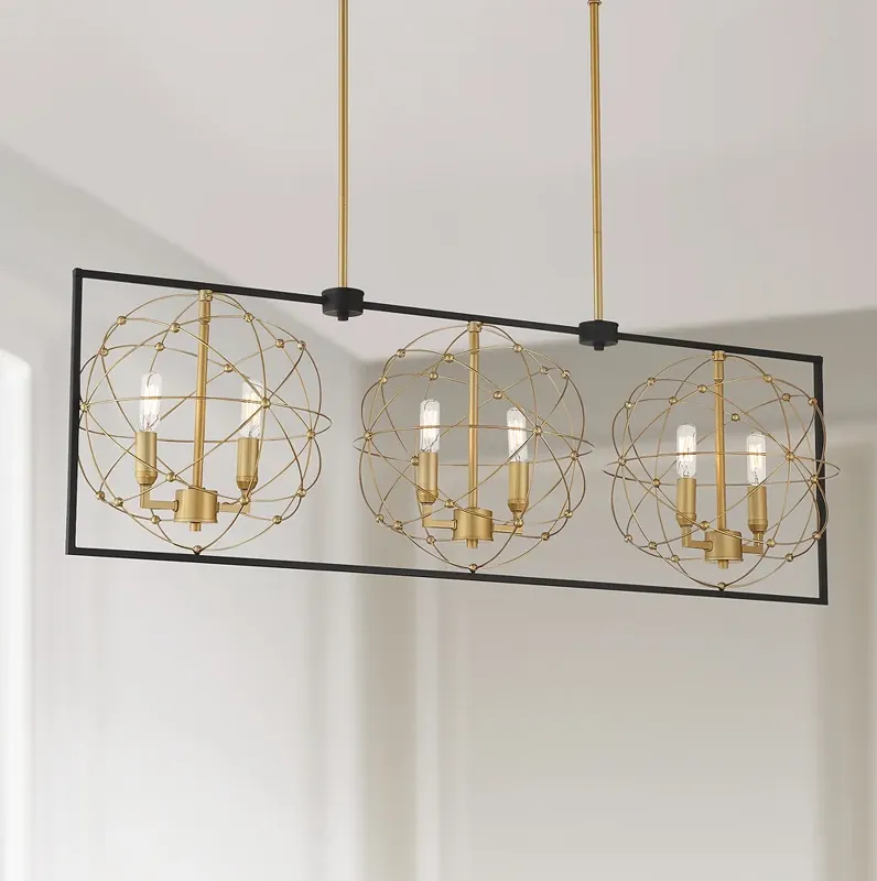 Kichler Titans Trace 42" Sand Coal Honey Gold 6-Light Island Pendant