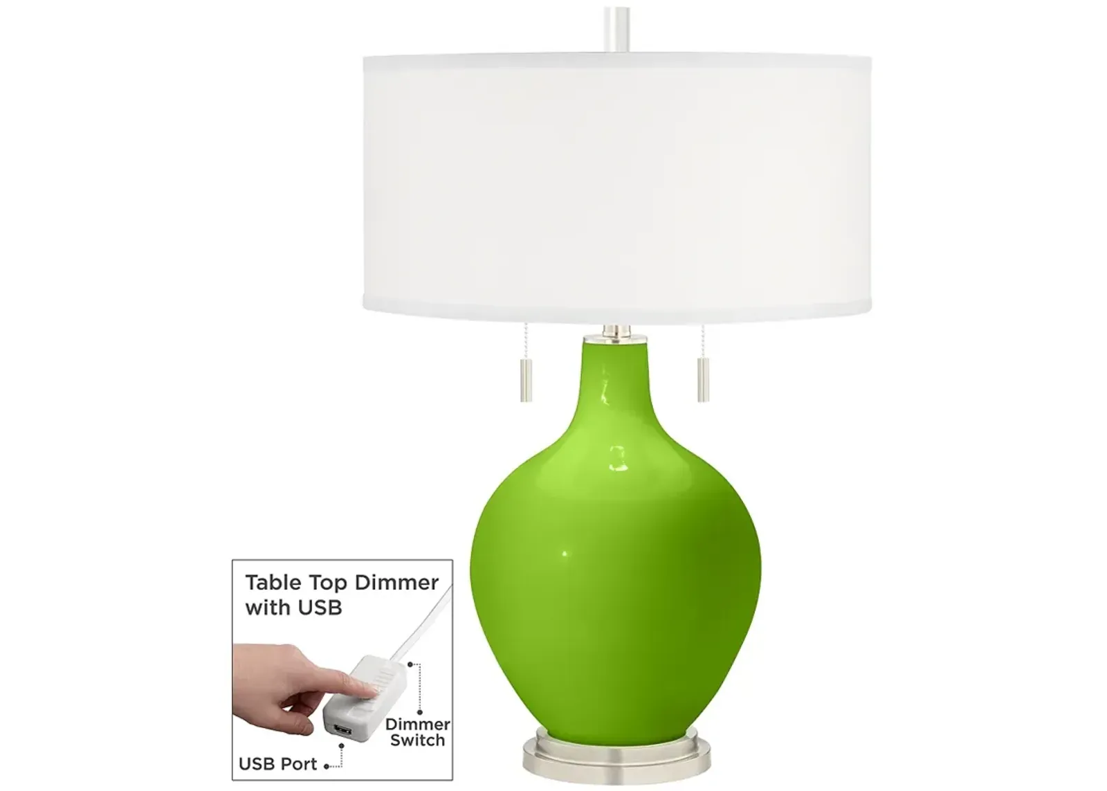 Neon Green Toby Table Lamp with Dimmer