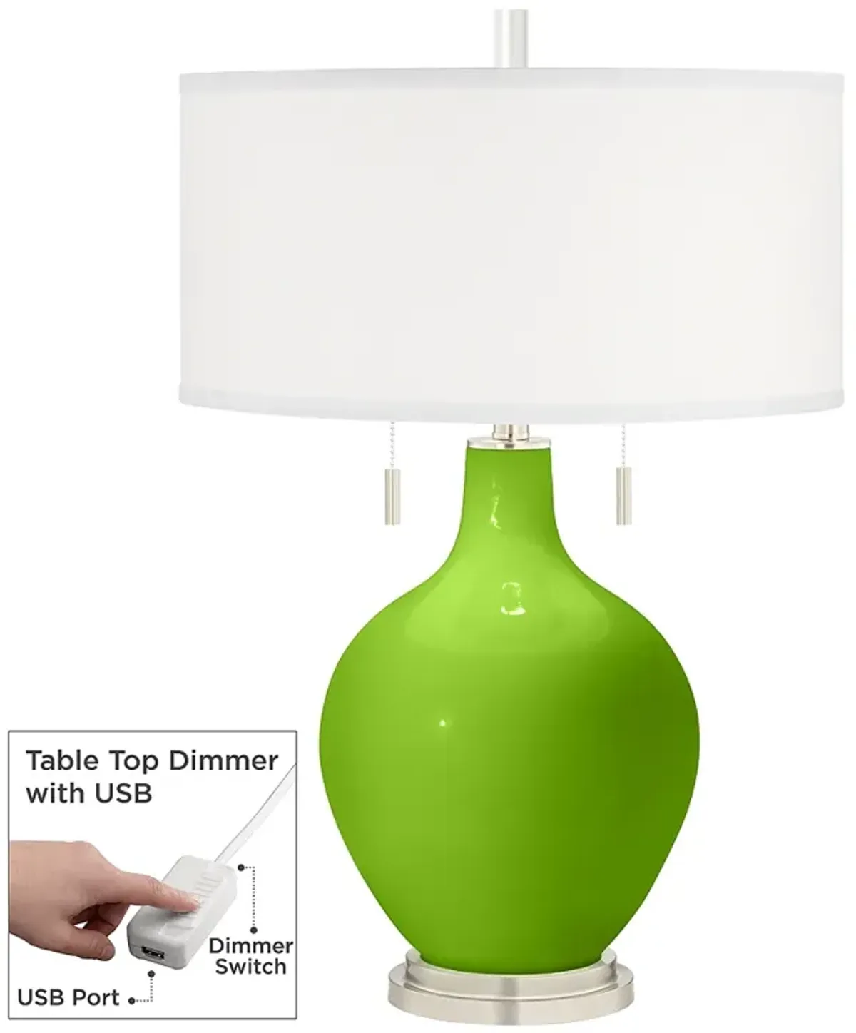 Neon Green Toby Table Lamp with Dimmer