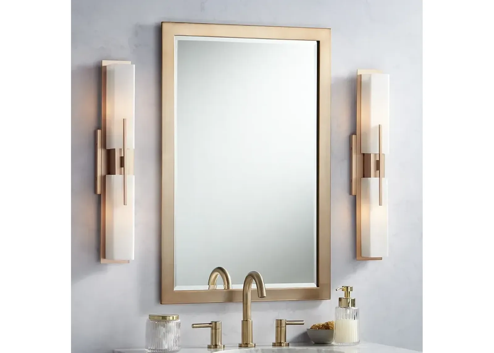 Possini Euro Midtown 23 1/2" High Burnished Brass Bath Light Set of 2