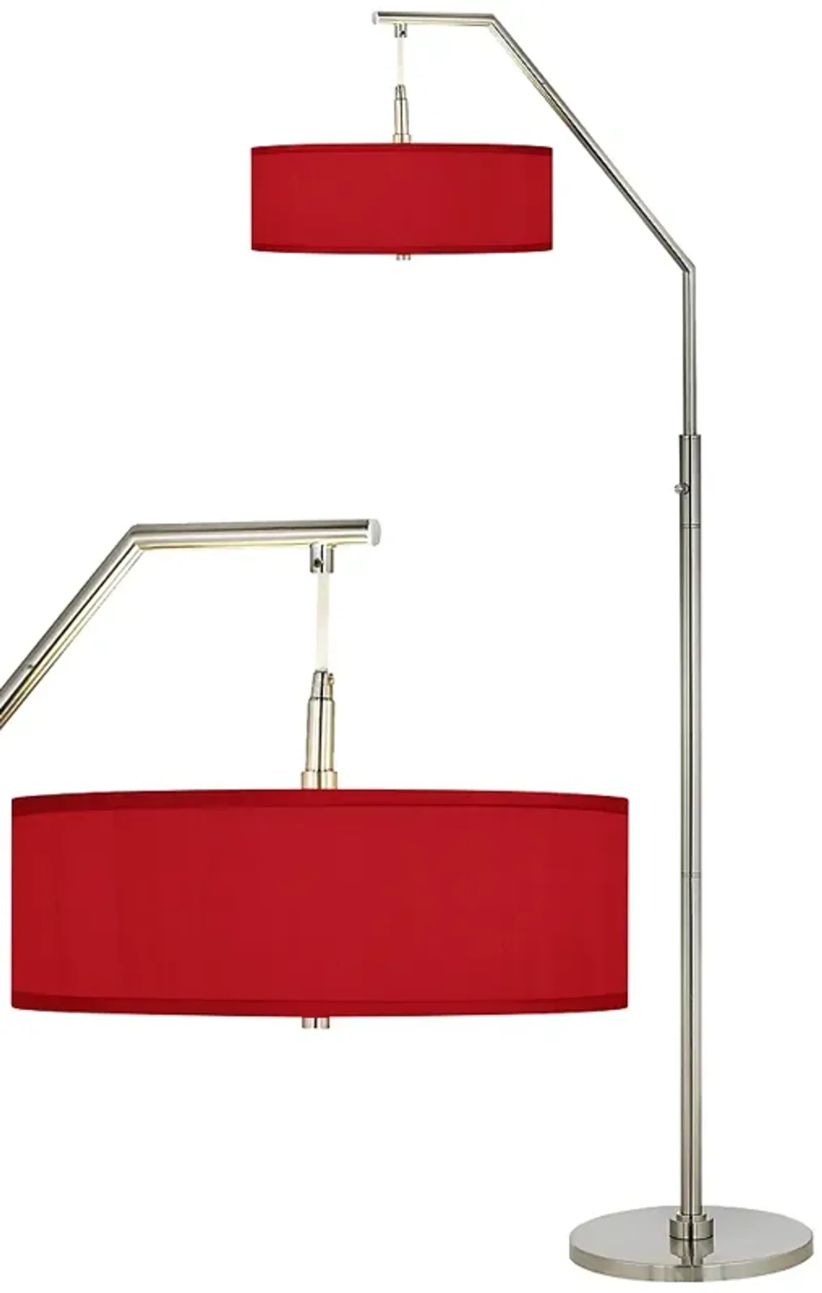 Possini Euro Red Textured Faux Silk Modern Arc Floor Lamp