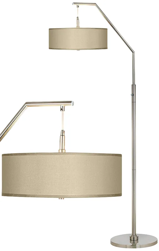 Possini Euro Design 71 1/2" Nickel and Sesame Modern Arc Floor Lamp