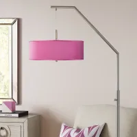 Possini Euro 71 1/2" Pink Orchid Faux Silk Shade Modern Arc Floor Lamp