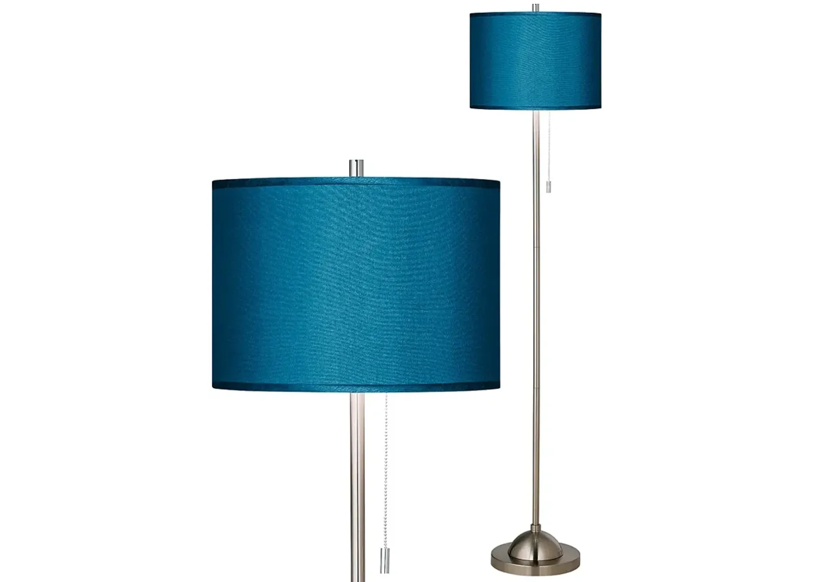 Possini Euro 62" Modern Nickel Floor Lamp with Handcrafted Blue Shade