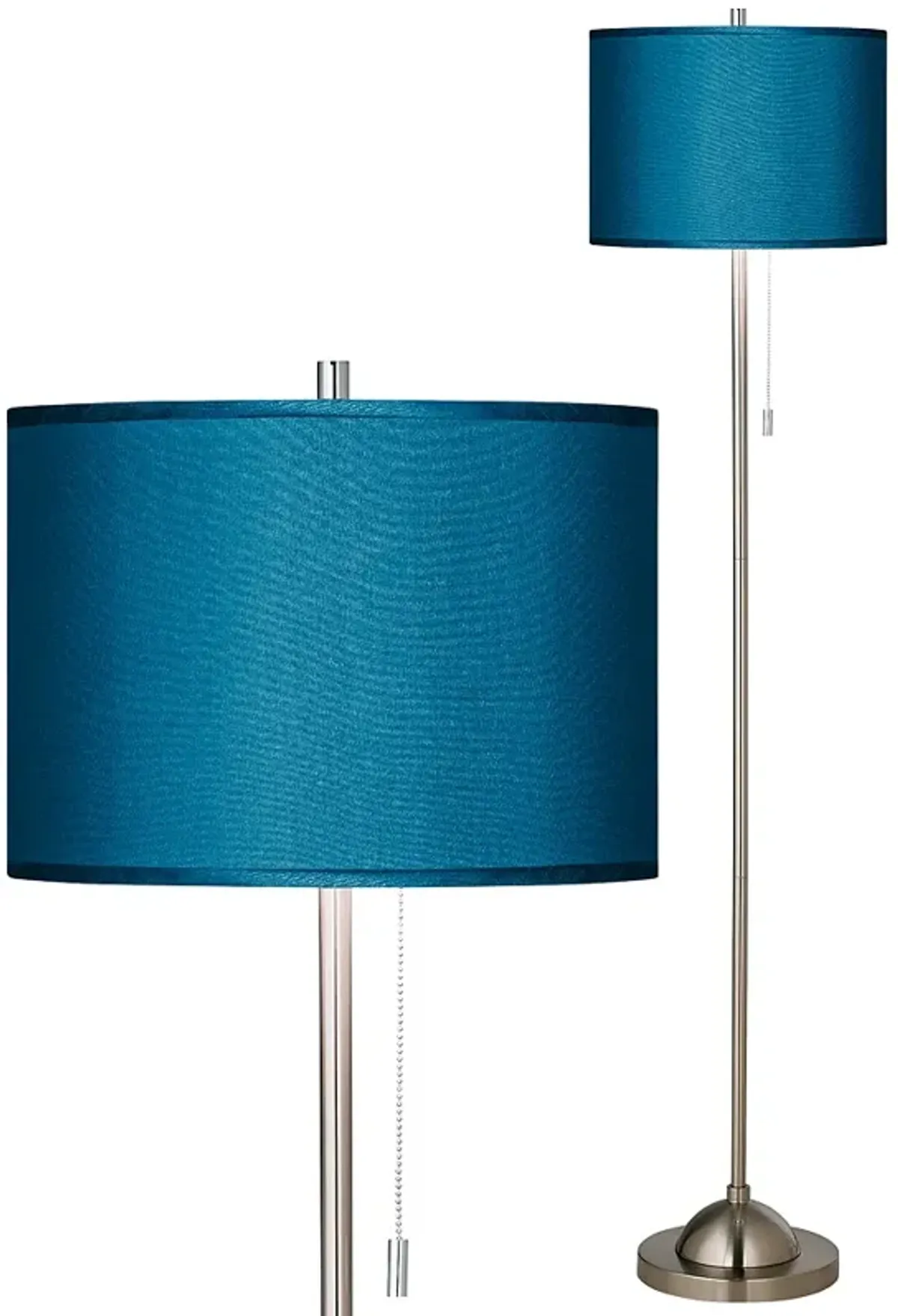 Possini Euro 62" Modern Nickel Floor Lamp with Handcrafted Blue Shade