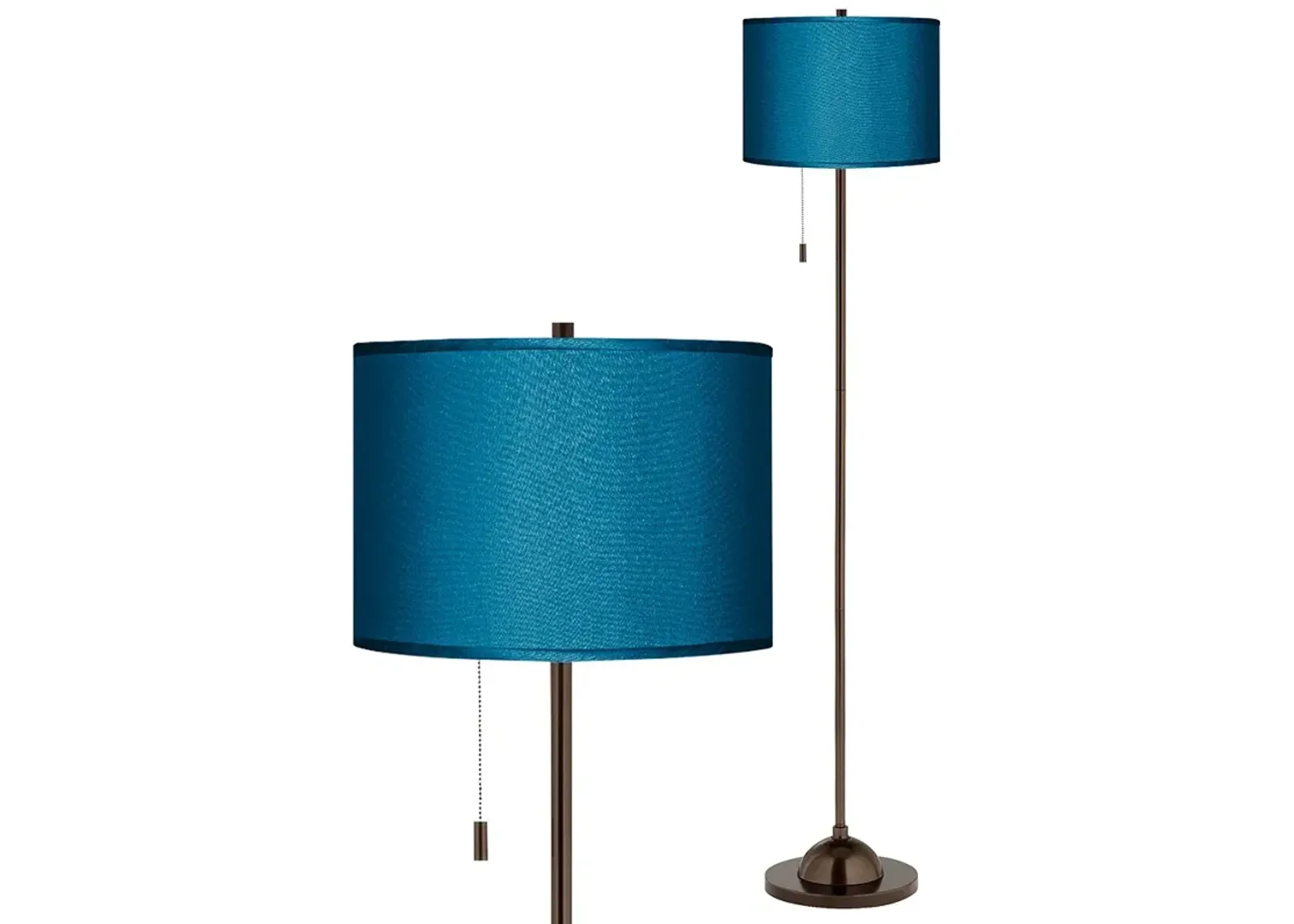 Possini Euro 62" Blue Faux Silk Shade Bronze Club Floor Lamp