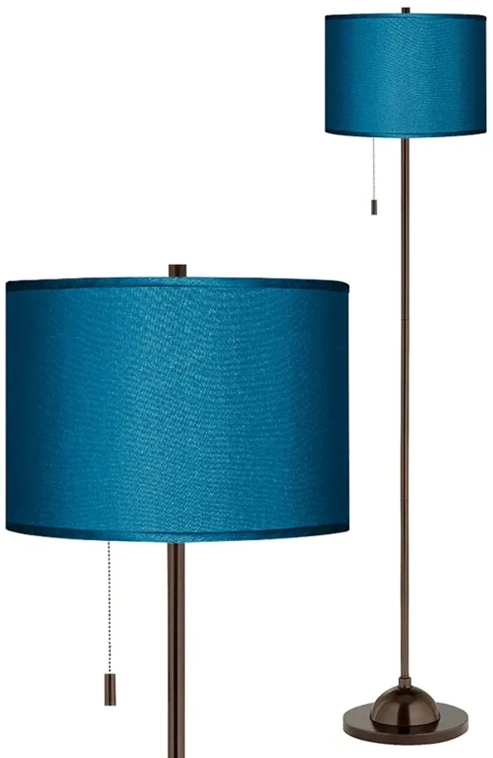 Possini Euro 62" Blue Faux Silk Shade Bronze Club Floor Lamp