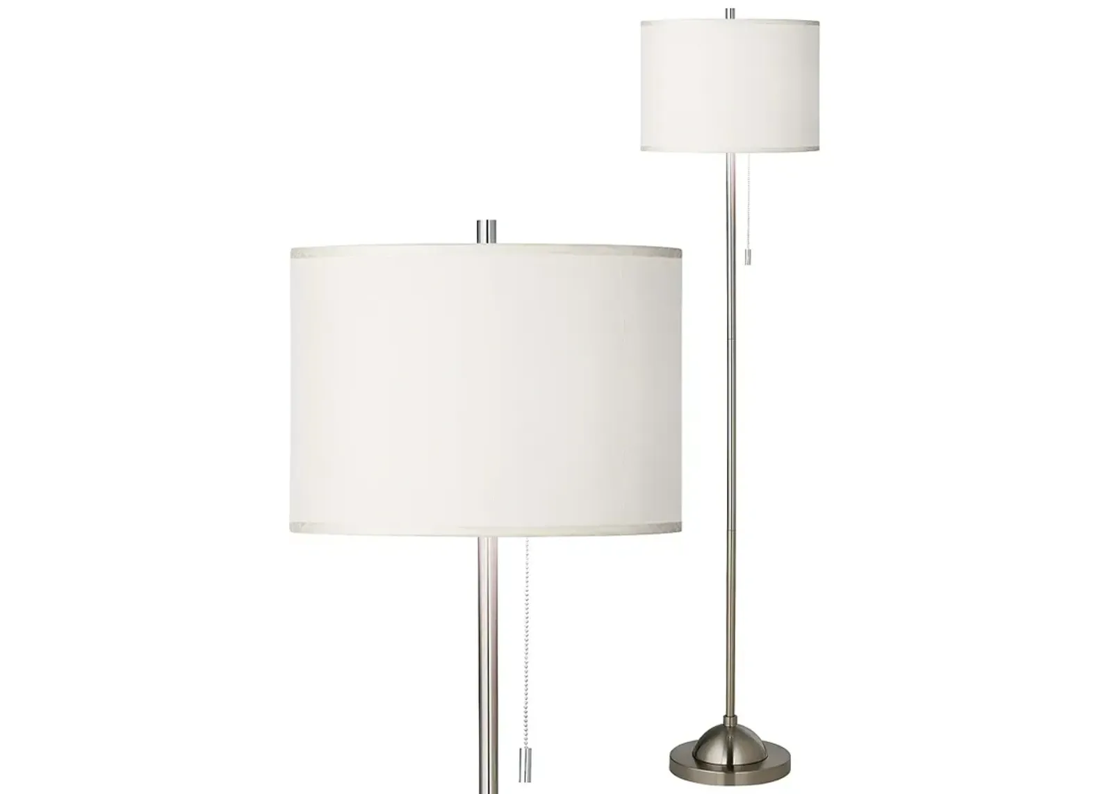 Possini Euro 62" Cream White and Brushed Nickel Pull Chain Floor Lamp