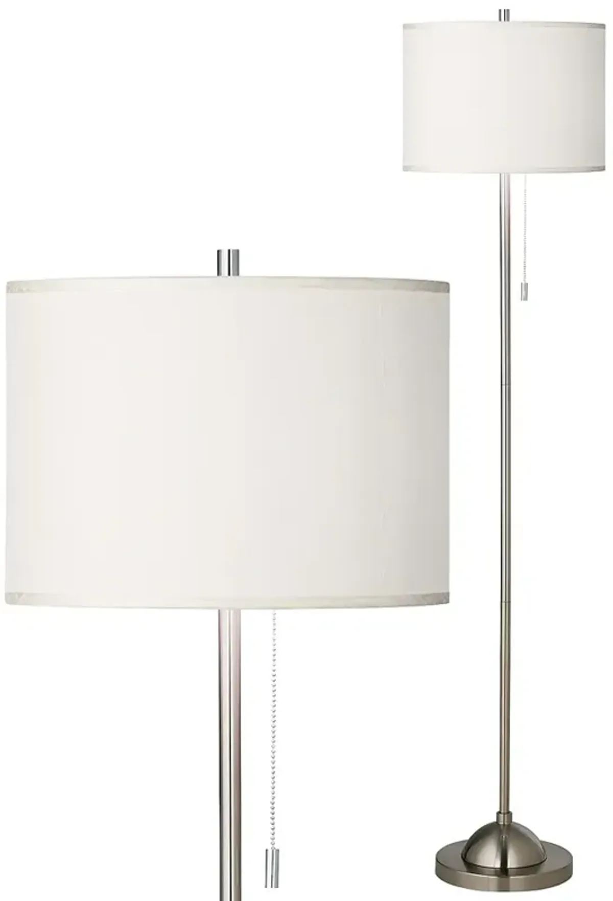 Possini Euro 62" Cream White and Brushed Nickel Pull Chain Floor Lamp