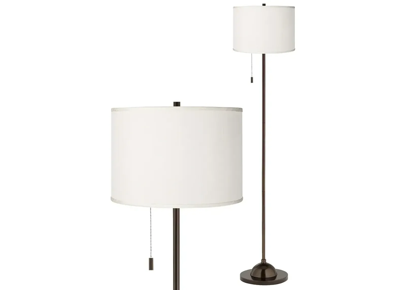 Possini Euro 62" Cream White Faux Silk and Bronze Club Floor Lamp