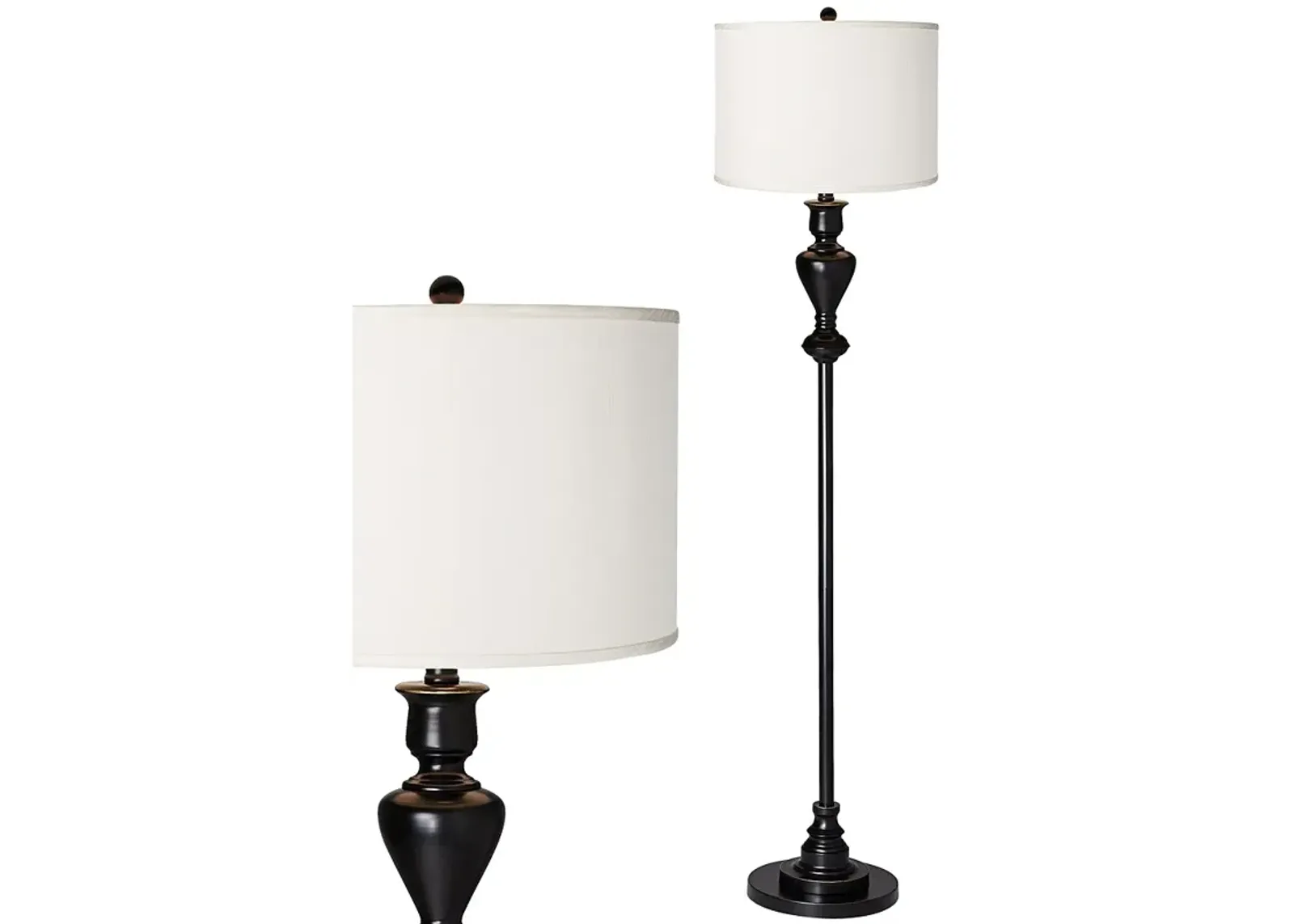 Possini Euro 58" Cream Faux Silk Shade Black Bronze Floor Lamp