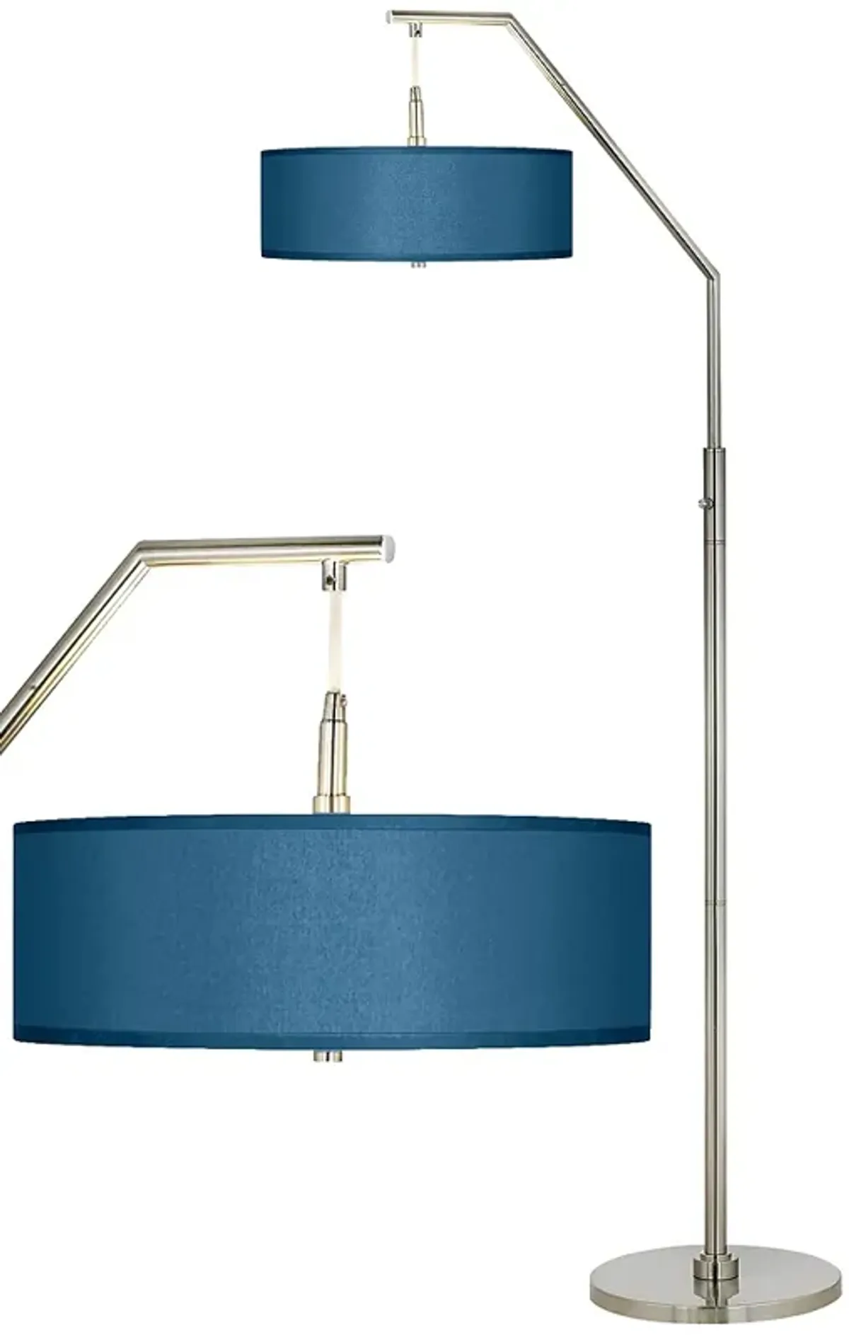 Possini Euro 71 1/2" Blue Faux Silk Brushed Nickel Arc Floor Lamp