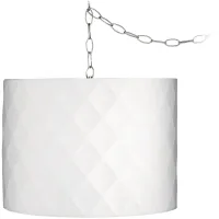 Possini Euro Off-White 15" Wide Brushed Nickel Plug-In Swag Chandelier