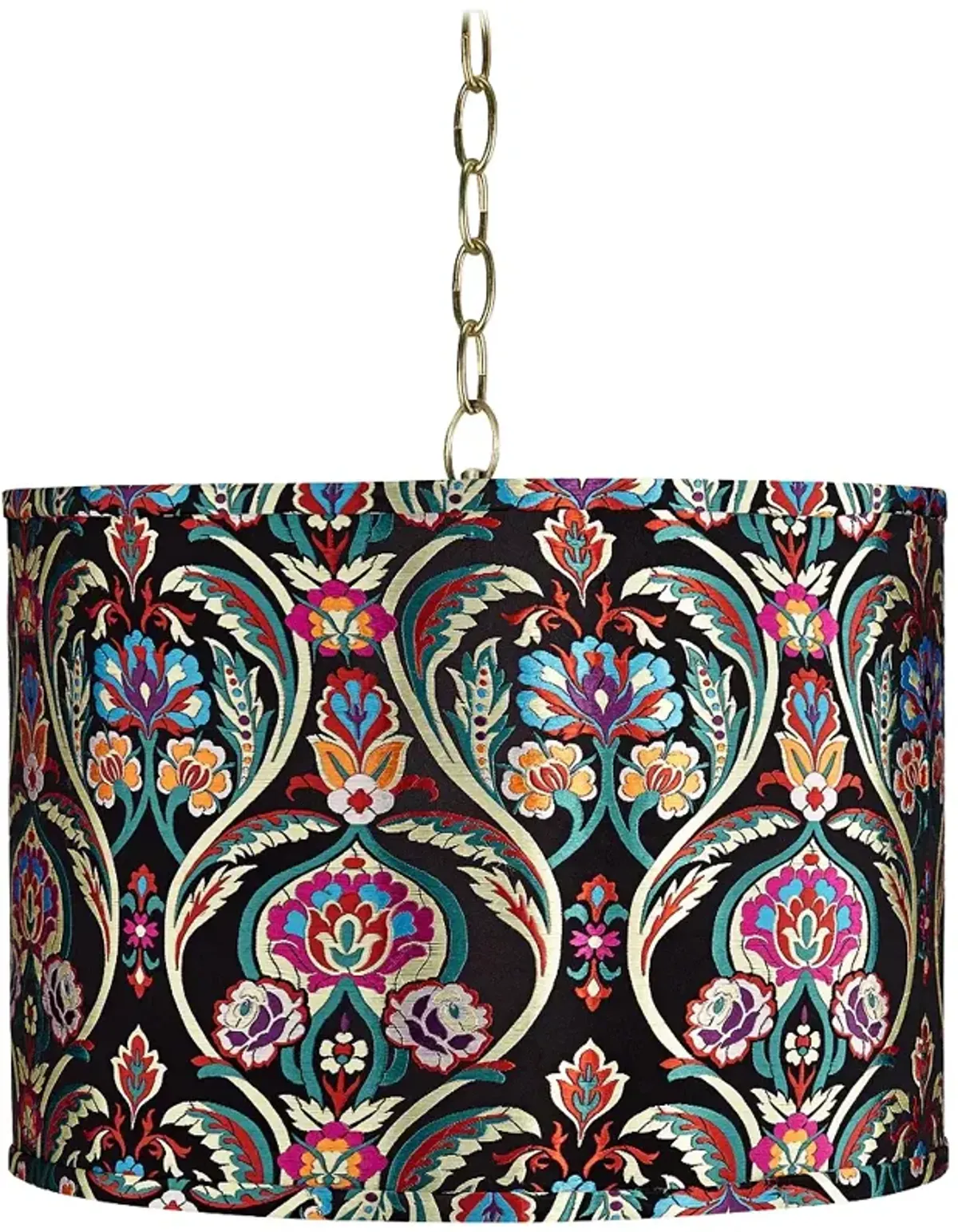 Possini Euro Embroidery 15" Wide Antique Brass Pendant Light