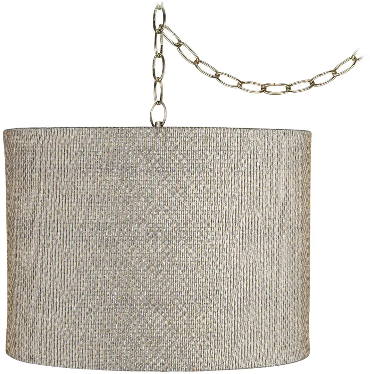 Possini Euro Gray and Gold Weave 15" Brass Plug-In Swag Chandelier