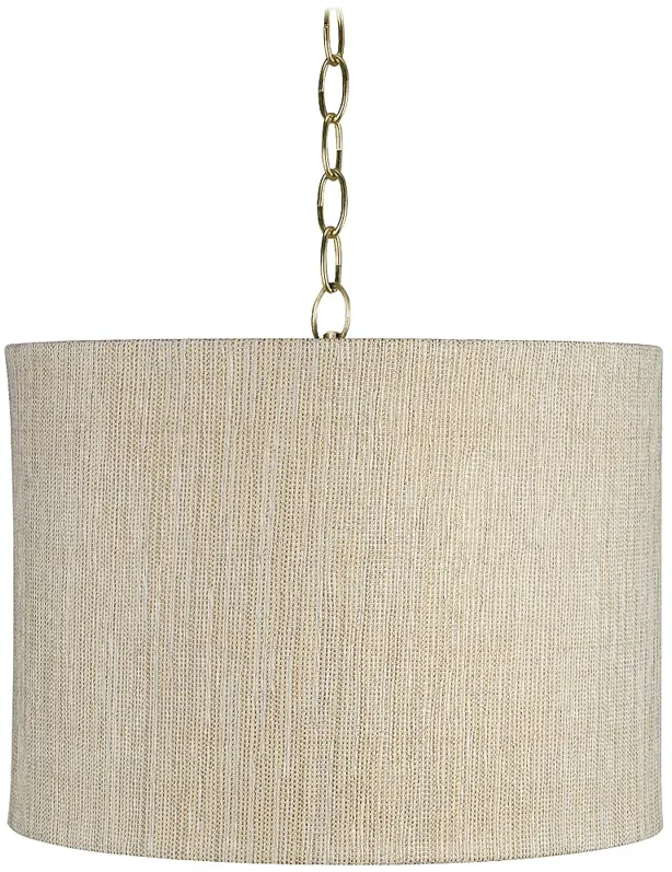 Possini Euro Gold Silver 15" Wide Antique Brass Shaded Pendant Light