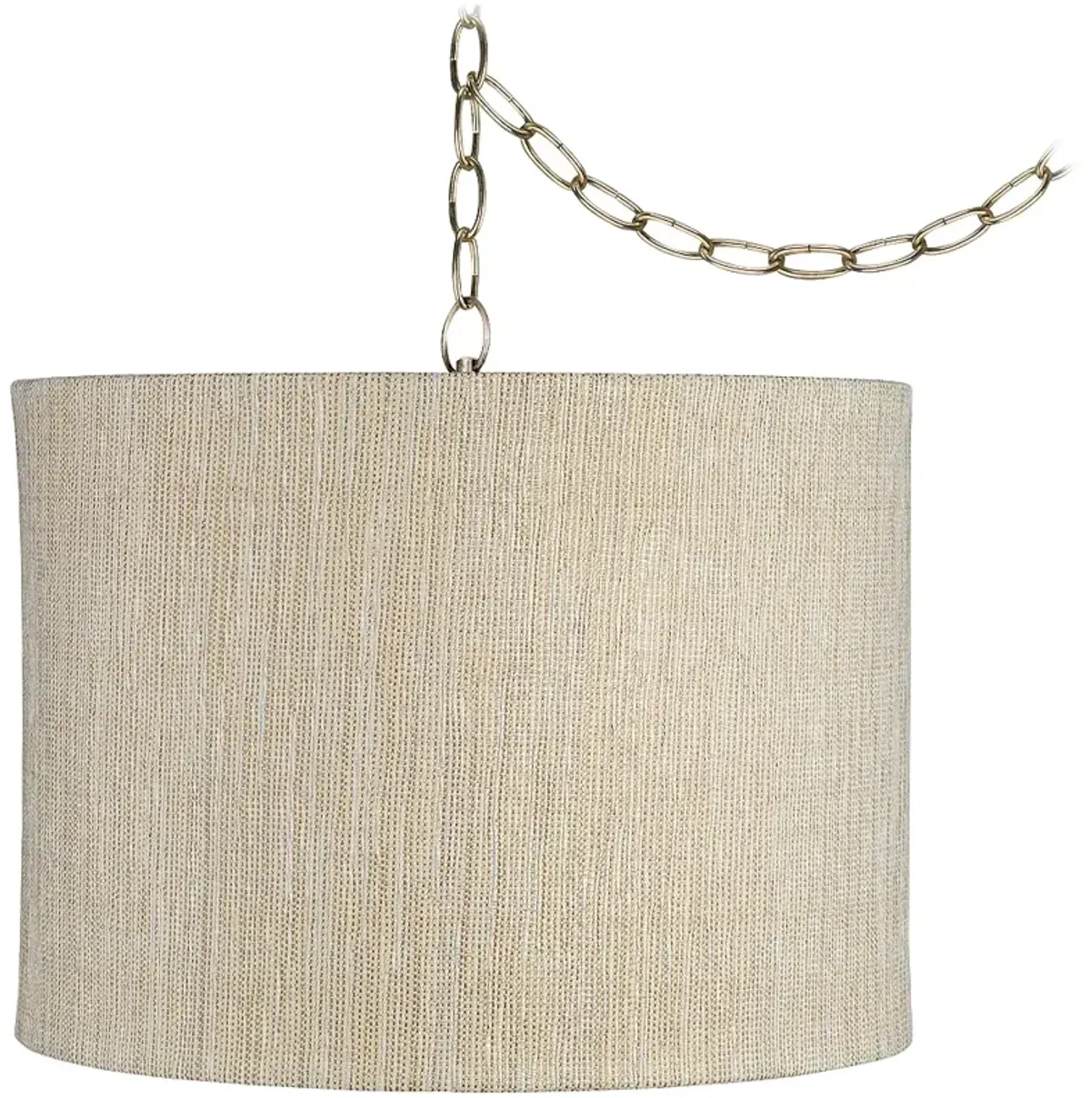 Possini Euro Gold Silver Shade 15" Wide Brass Plug-In Swag Chandelier