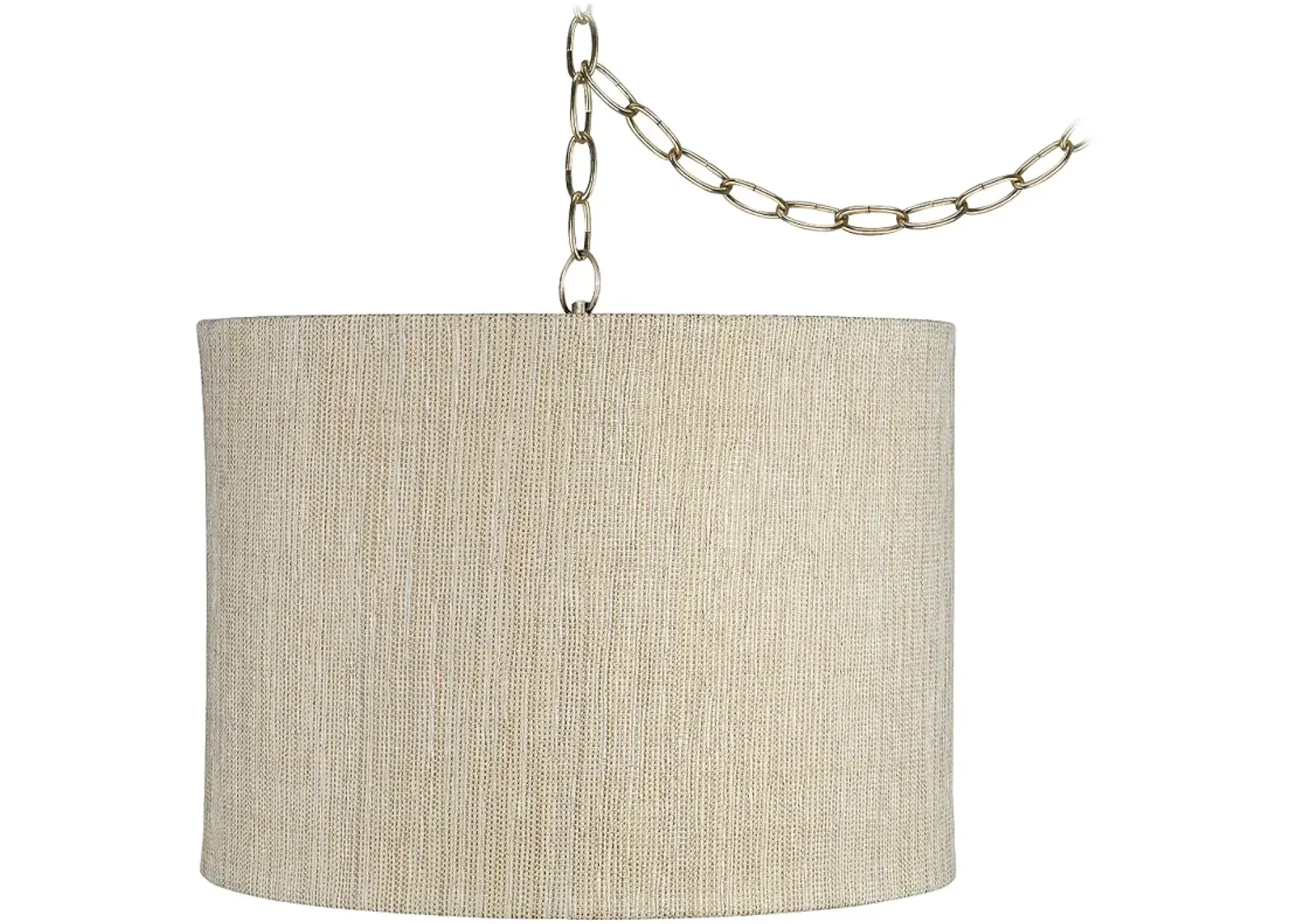 Possini Euro Gold Silver Shade 15" Wide Brass Plug-In Swag Chandelier