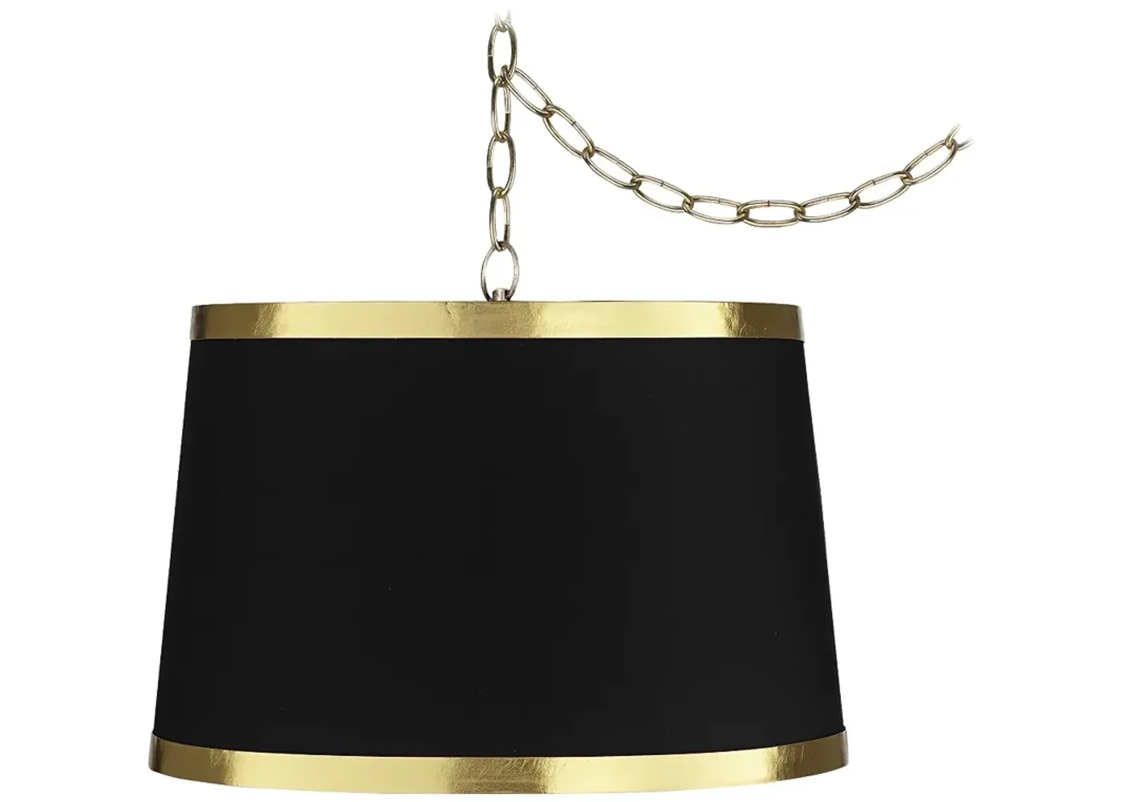 Possini Euro Black Gold 15" Wide Antique Brass Plug-In Swag Chandelier