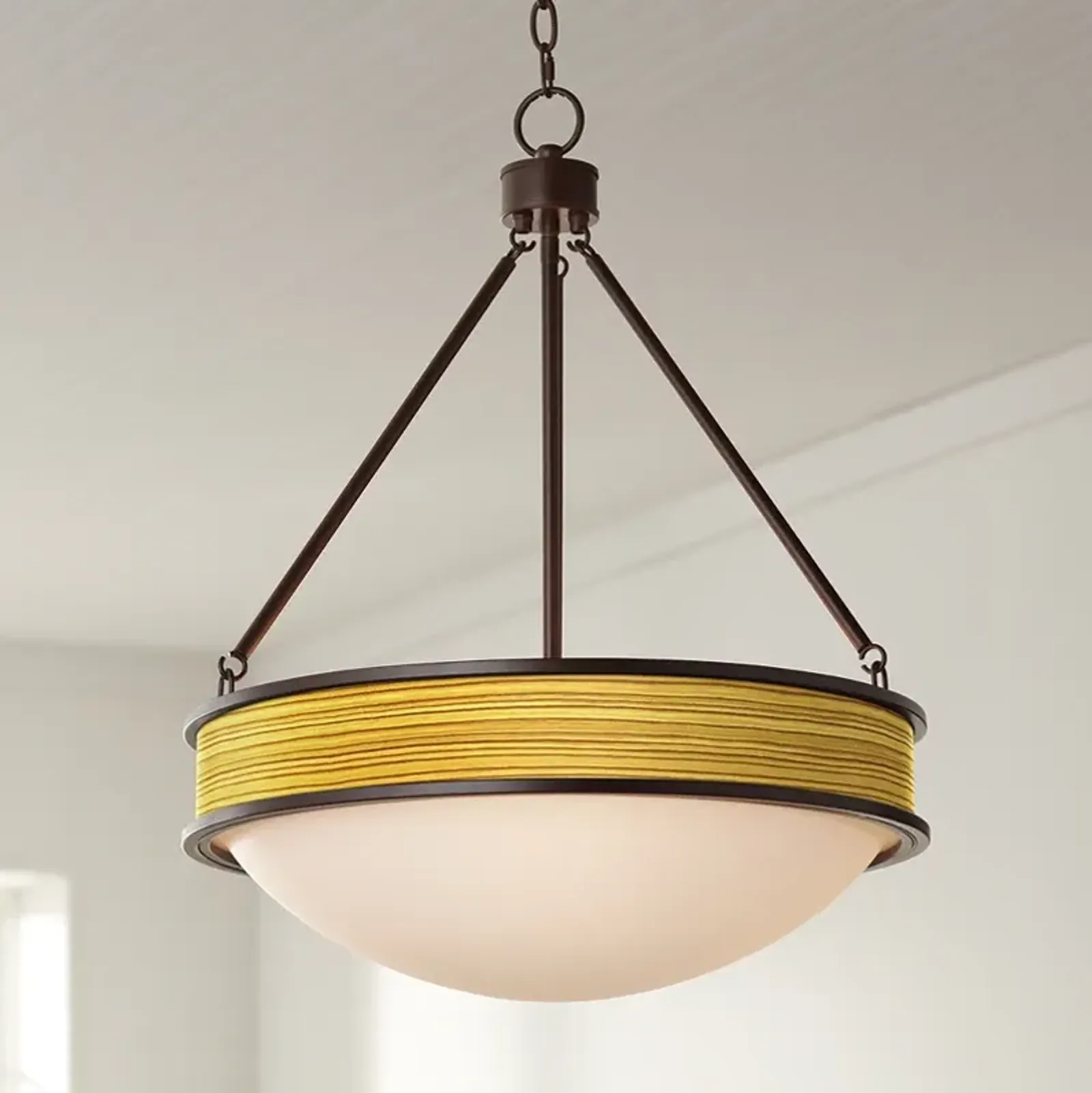 Tawny Zebrawood Lamont 20 1/2" Wide Bronze Pendant Light