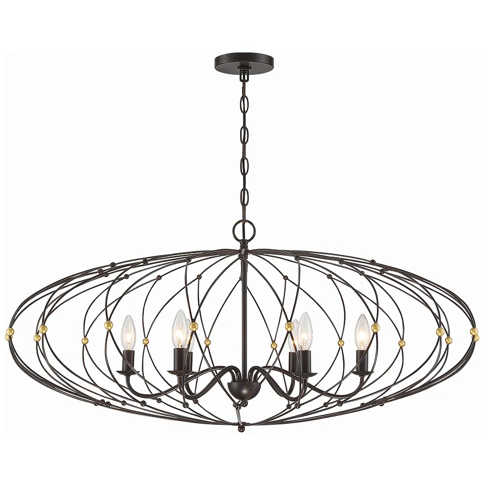 Zucca 6 Light English Bronze + Antique Gold Chandelier